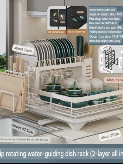 DOUBLE LAYER FOLDABLE HEAVY DUTY STAINLESS STEEL WITH DRAINAGE SYSTEM PLATE RACK