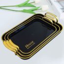 3IN1 ELEGANT SET SERVING TRAY WITH GOLDEN HANDLES
