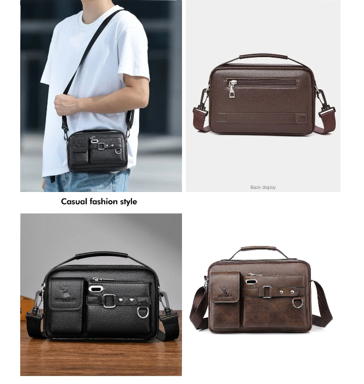 WEIXIER" MULTI- COMPARTMENT FOREVER MORE GENUINE LEATHER MEN OFFICE/ BUSINESS BAG