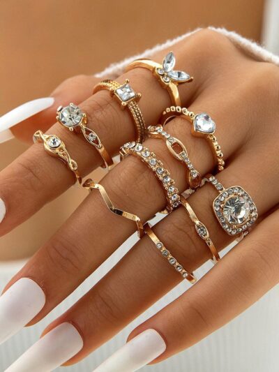 11in1 RETRO NICHE GOLD STAR AND MOON KNUCKLE RINGS CODE 26121