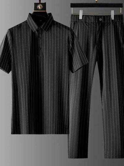 EUROPEAN STYLE HIGH END CASUAL ICE SILK SHORT SLEEVE SUIT SIZS (L) 55-65KG