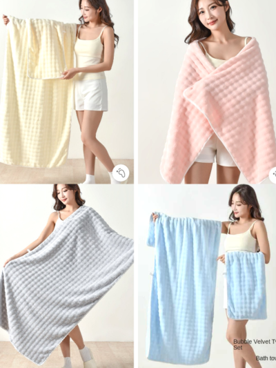 2IN1 ORIGINAL SOFT ABSORBENT ADULT BATHING TOWEL WITH BABY TOWEL (35x75cm + 70x140cm)