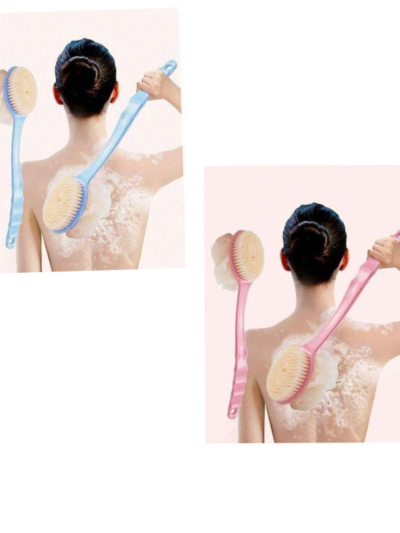 DOUBLE SIDED LONG HANDLED BATH BRUSH & SPONGE