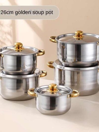 5IN1 HOUSEHOLD LARGE CAPACITY QUALITY STAINLESS STEEL SOUP POT(18-26CM)