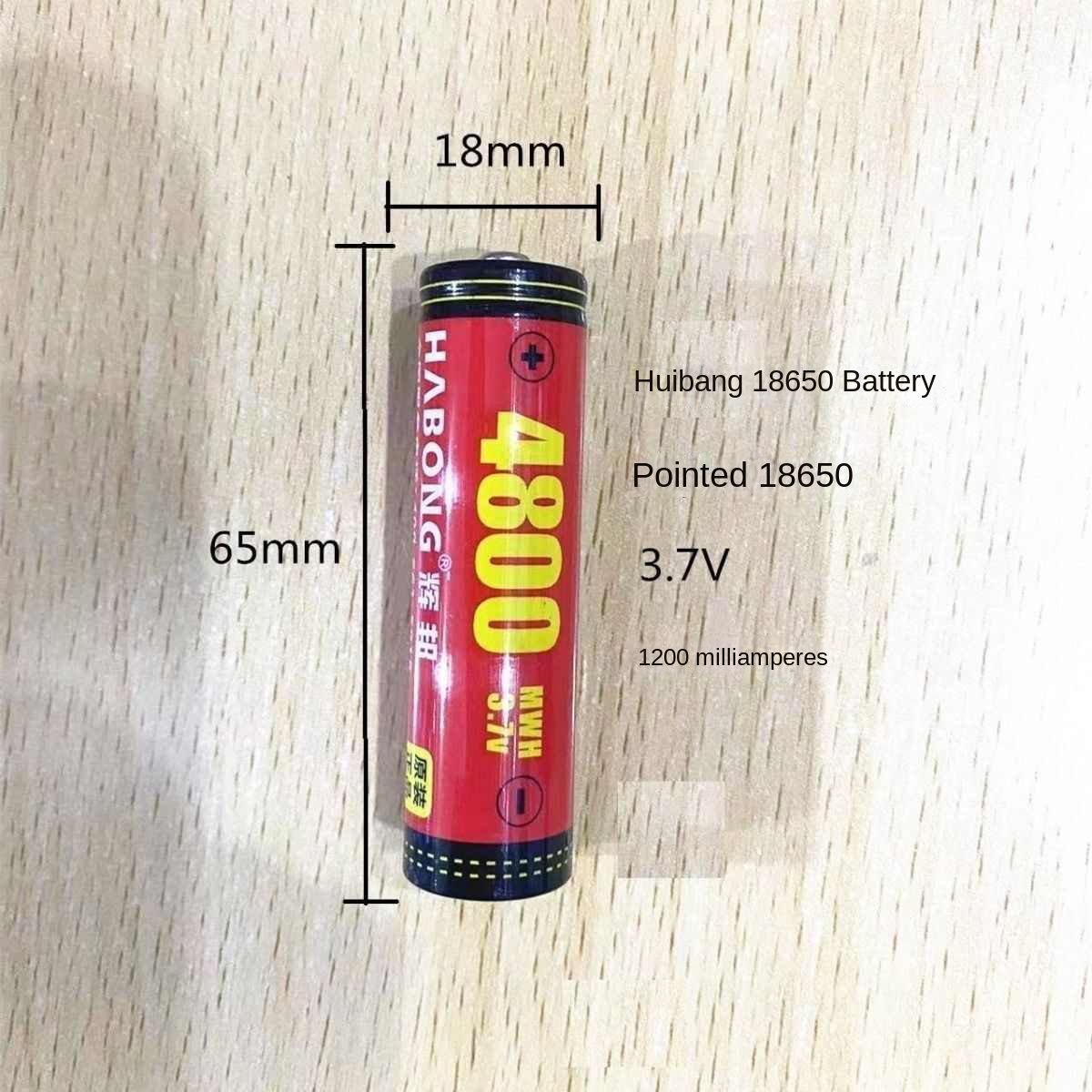 HUIBANG ORIGINAL 18650 LITHIUM BATTERY TIP 3.7V 1200mAh - Image 2